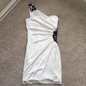 White dress w jewel detail for prom or homecoming